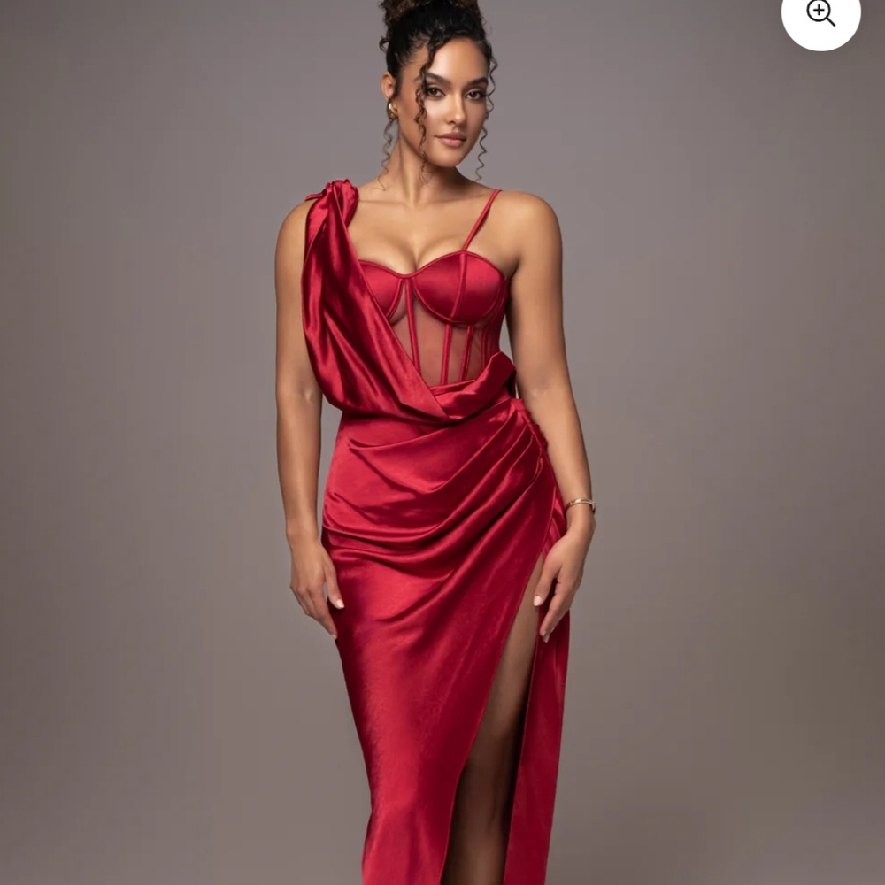JLuxLabel Red Anastacia Drape Maxi Dress